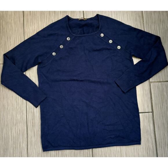 J. McLaughlin Sweaters - J McLaughlin Navy Blue Angora/Wool Blend Sweater Size Small Button Accents